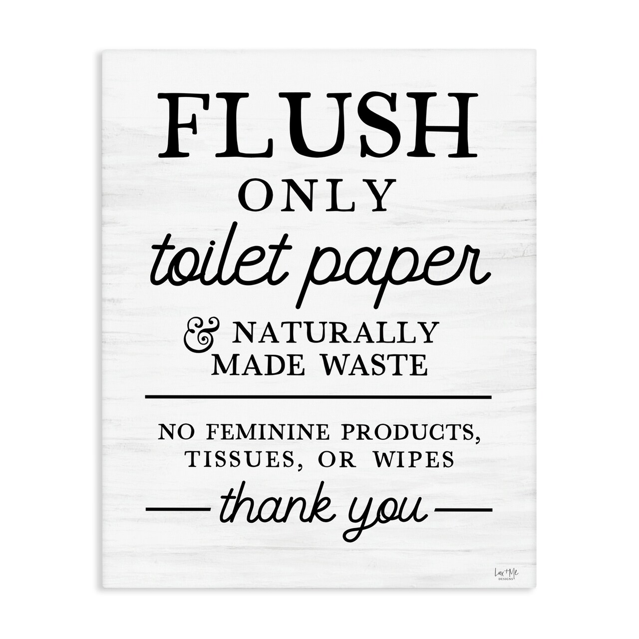 Stupell Industries Flush Only Toilet Paper Rules Canvas, design by Lux + Me Designs